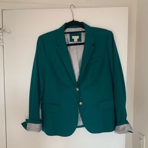 J Crew green blazer with beautiful striped lining.